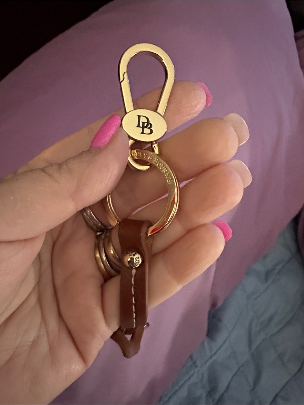Dooney & Bourke Brown Leather Keychain with Gold Hardware new - Picture 6 of 7
